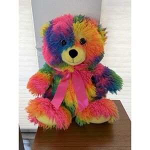 17" Plush Rainbow Hippie Bear Stuffed Animal
